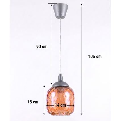 Brilagi - Lampada a sospensione LED su cavo RETRO GLASS 1xE27/60W/230V Ø 14 cm argento/marrone fumé