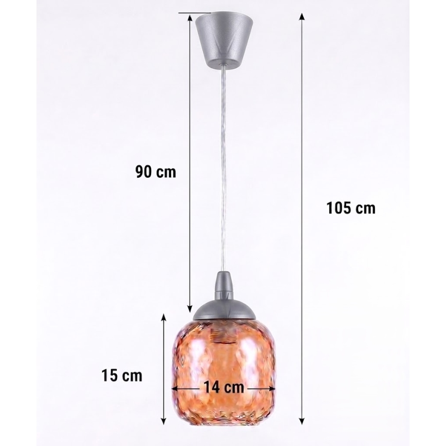 Brilagi - Lampada a sospensione LED su cavo RETRO GLASS 1xE27/60W/230V Ø 14 cm argento/marrone fumé