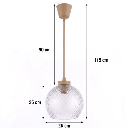 Brilagi - Lampadario LED sospeso su cavo RETRO GLASS 1xE27/60W/230V Ø 25 cm beige/grigio fumé