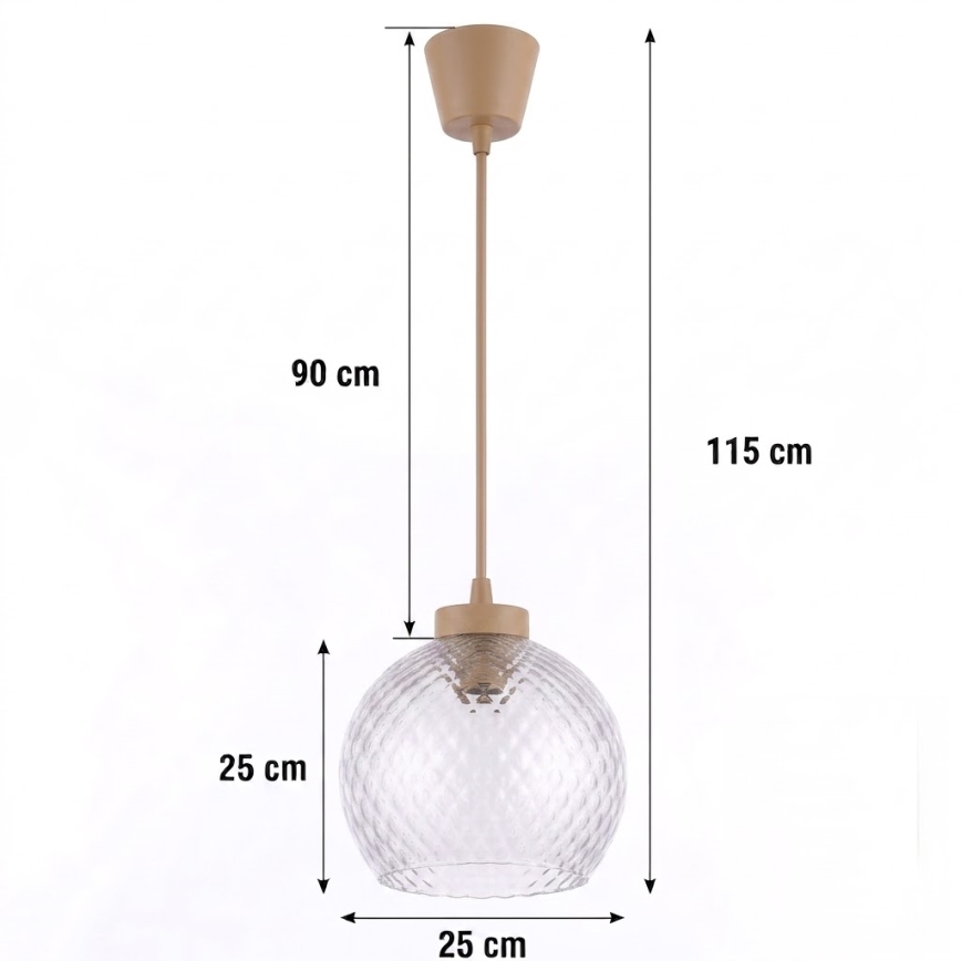 Brilagi - Lampadario LED sospeso su cavo RETRO GLASS 1xE27/60W/230V Ø 25 cm beige/grigio fumé