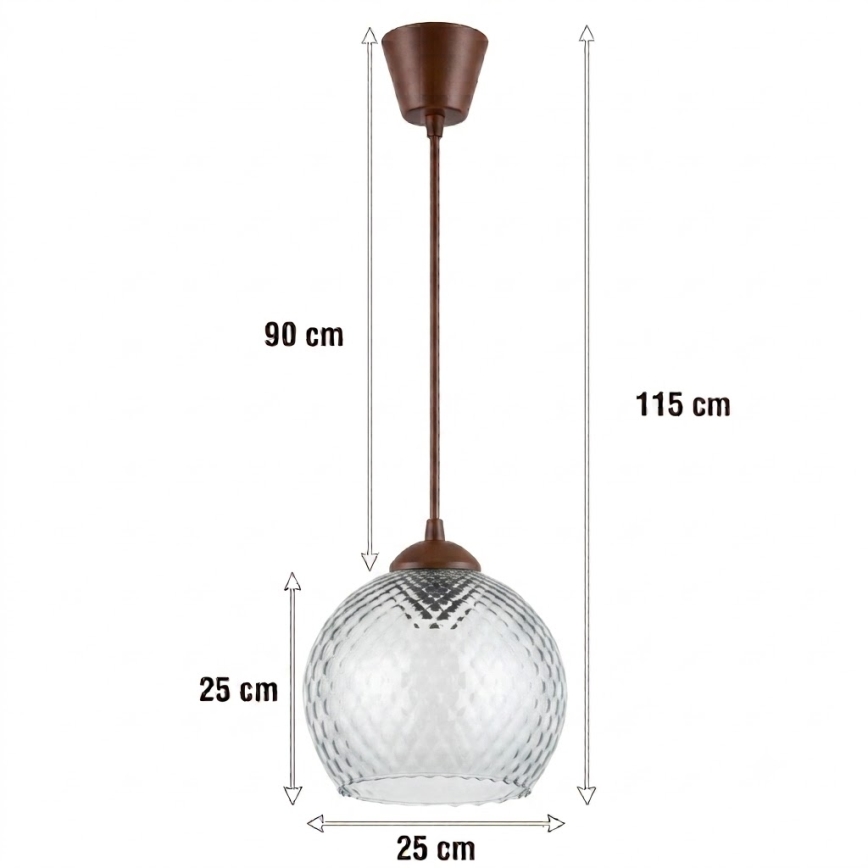 Brilagi - Lampada a sospensione LED RETRO GLASS 1xE27/60W/230V Ø 25 cm marrone/grigio fumé