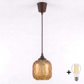 Brilagi - Lampadario LED sospeso con cavo RETRO GLASS 1xE27/60W/230V, diam. 14 cm, marrone/marrone fumé