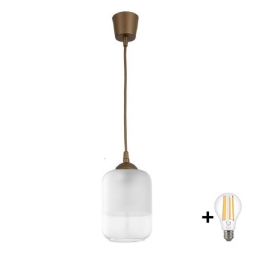 Brilagi - Lampadario LED sospeso con cavo RETRO GLASS 1xE27/60W/230V Ø 14 cm marrone/bianco