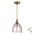 BRILAGI - Lampadario LED sospeso con cavo RETRO GLASS 1xE27/60W/230V Ø 17 cm dorato/beige fumé