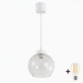 Brilagi - Lampadario LED sospeso con cavo RETRO GLASS 1xE27/60W/230V Ø 25 cm bianco/trasparente