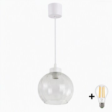 Brilagi - Lampadario LED sospeso con cavo RETRO GLASS 1xE27/60W/230V Ø 25 cm bianco/trasparente
