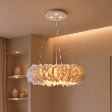 Brilagi - Lampadario LED sospeso FEATHER su cavo 3x E27 (max 40W, 230V) + 3x LED 3W Ø 40 cm bianco
