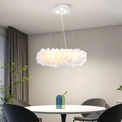 Brilagi - Lampadario LED sospeso FEATHER su cavo 3x E27 (max 40W, 230V) + 3x LED 3W Ø 40 cm bianco