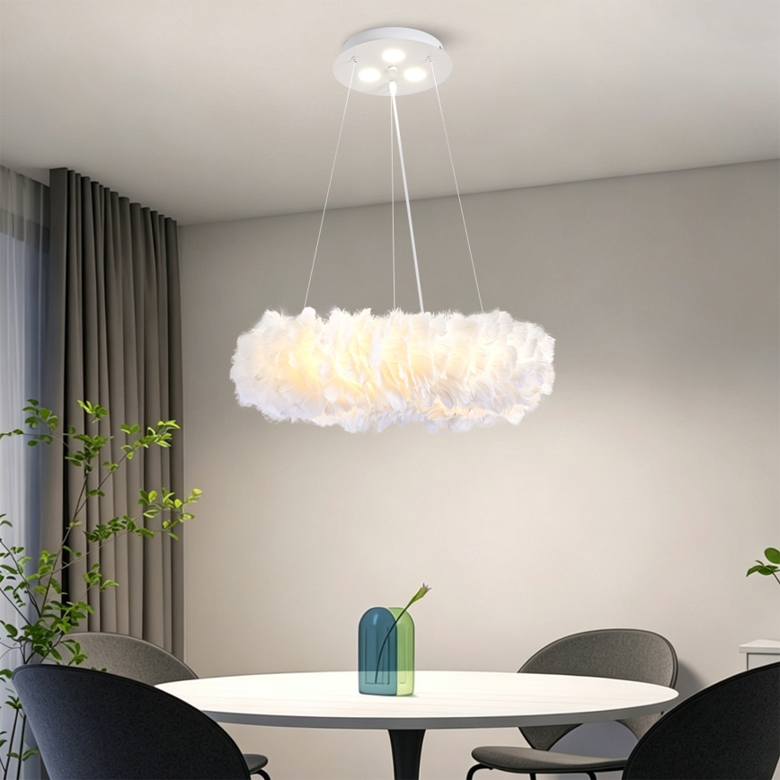 Brilagi - Lampadario LED sospeso FEATHER su cavo 3x E27 (max 40W, 230V) + 3x LED 3W Ø 40 cm bianco