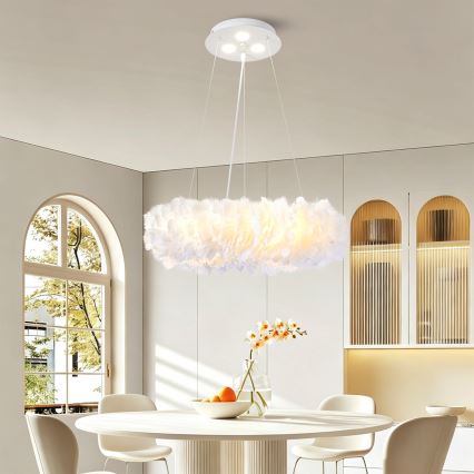 Brilagi - Lampadario LED sospeso FEATHER su cavo 3x E27 (max 40W, 230V) + 3x LED 3W Ø 40 cm bianco