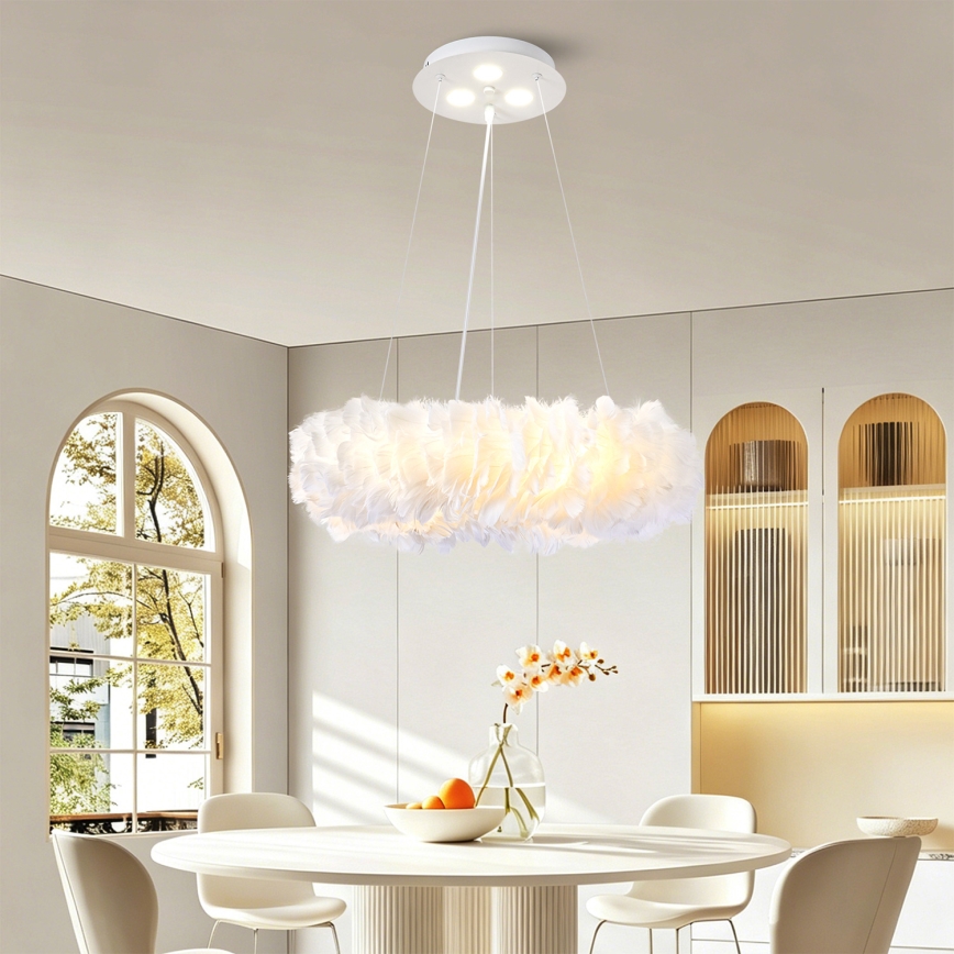 Brilagi - Lampadario LED sospeso FEATHER su cavo 3x E27 (max 40W, 230V) + 3x LED 3W Ø 40 cm bianco