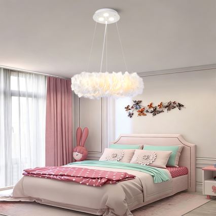 Brilagi - Lampadario LED sospeso FEATHER su cavo 3x E27 (max 40W, 230V) + 3x LED 3W Ø 40 cm bianco