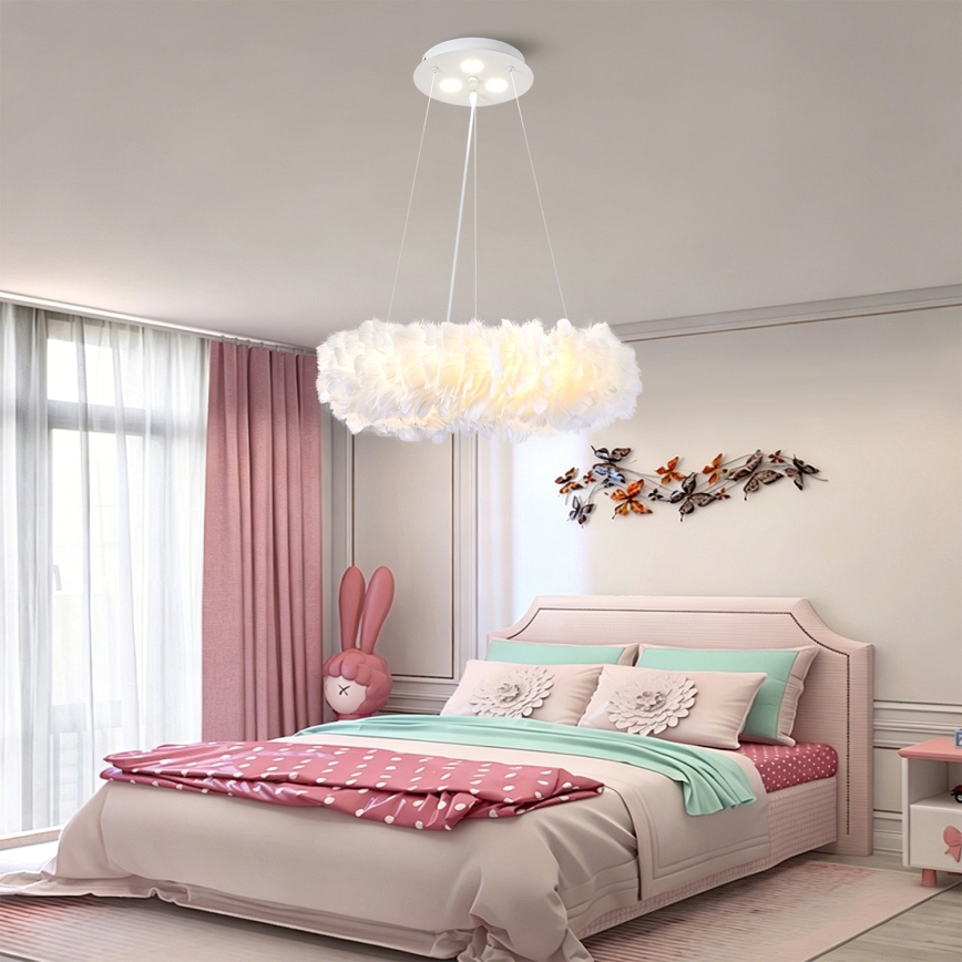 Brilagi - Lampadario LED sospeso FEATHER su cavo 3x E27 (max 40W, 230V) + 3x LED 3W Ø 40 cm bianco