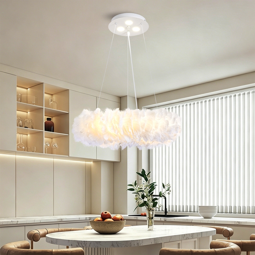 Brilagi - Lampadario LED sospeso FEATHER su cavo 3x E27 (max 40W, 230V) + 3x LED 3W Ø 40 cm bianco