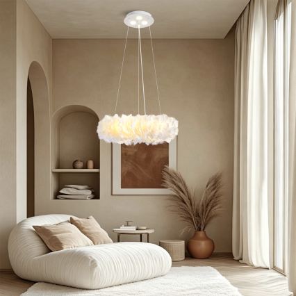 Brilagi - Lampadario LED sospeso FEATHER su cavo 3x E27 (max 40W, 230V) + 3x LED 3W Ø 40 cm bianco