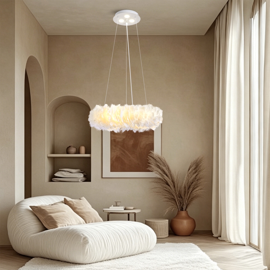 Brilagi - Lampadario LED sospeso FEATHER su cavo 3x E27 (max 40W, 230V) + 3x LED 3W Ø 40 cm bianco