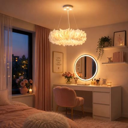 Brilagi - Lampadario LED sospeso FEATHER su cavo 3x E27 (max 40W, 230V) + 3x LED 3W Ø 40 cm bianco
