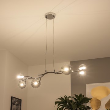 Brilagi - Lampadario LED sospeso su cavo MISTEL 6xG9/3W/230V nero cromato/fumé
