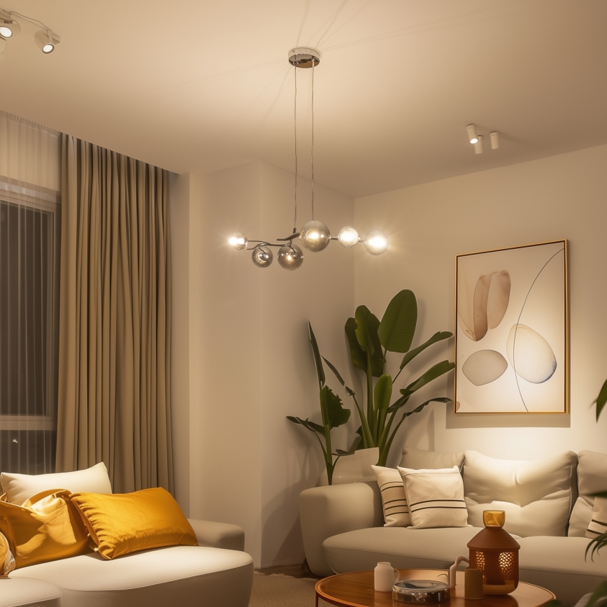 Brilagi - Lampadario LED sospeso su cavo MISTEL 6xG9/3W/230V nero cromato/fumé