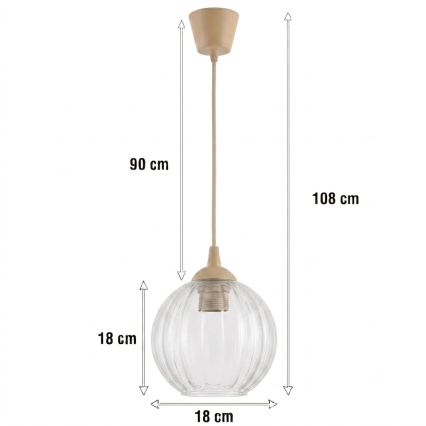 Brilagi - Lampadario LED sospeso su cavo RETRO GLASS 1xE27/60W/230V Ø 18 cm beige/trasparente