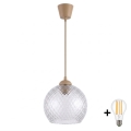 Brilagi - Lampadario LED sospeso su cavo RETRO GLASS 1xE27/60W/230V Ø 25 cm beige/grigio fumé