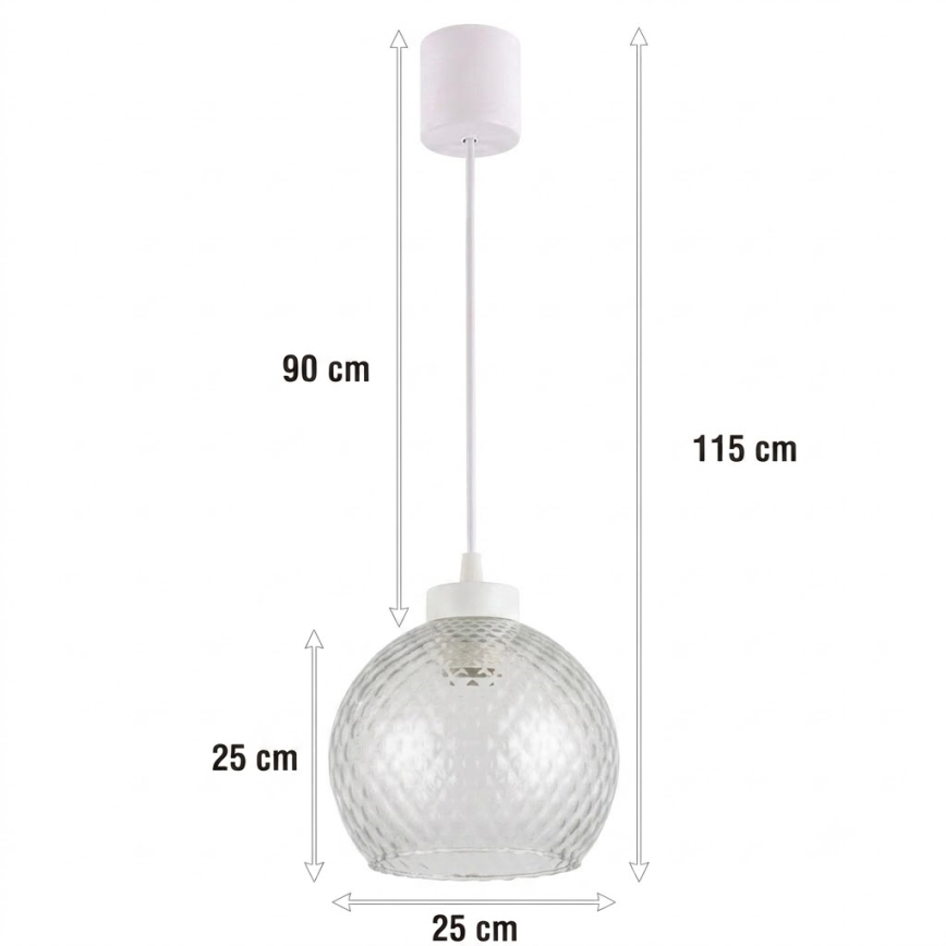 Brilagi - Lampada a sospensione LED su cavo RETRO GLASS 1xE27/60W/230V Ø 25 cm bianco/grigio fumé