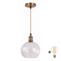 BRILAGI - Lampadario LED sospeso su cavo RETRO GLASS 1xE27/60W/230V Ø 25 cm oro/trasparente