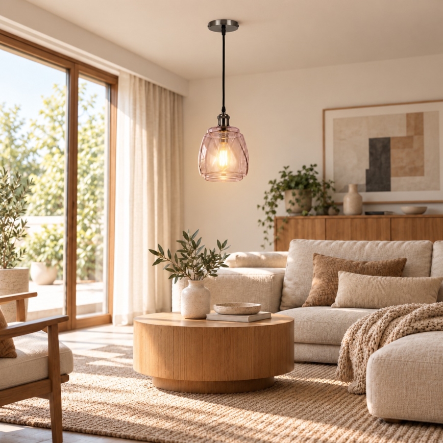 BRILAGI - LED Lampada a sospensione con cavo RETRO GLASS 1xE27/60W/230V Ø 26 cm nero/grigio fumé