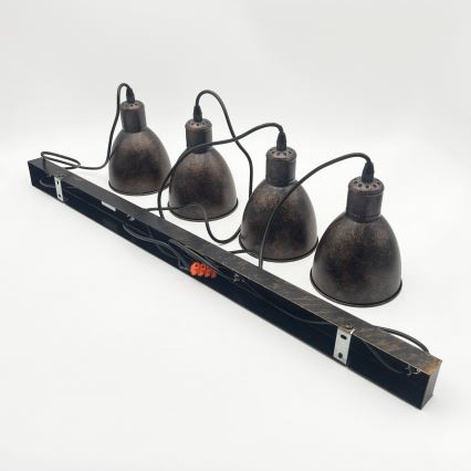 Brilagi - Lampadario LED sospeso su cavo RIDDY 4xE27/60W/230V rame/patina