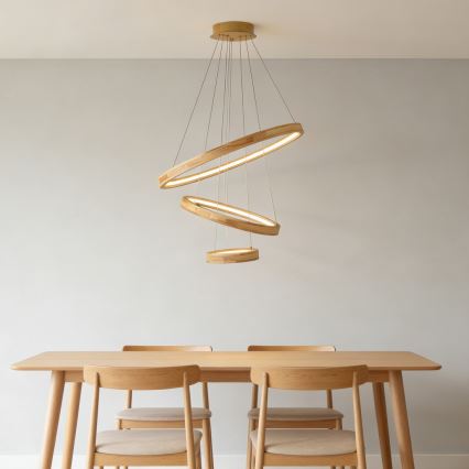 Brilagi - Lampadario LED sospeso su cavo UMEA WOOD, 45W, 230V, Ø 60 cm, in legno