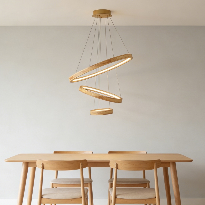 Brilagi - Lampadario LED sospeso su cavo UMEA WOOD, 45W, 230V, Ø 60 cm, in legno