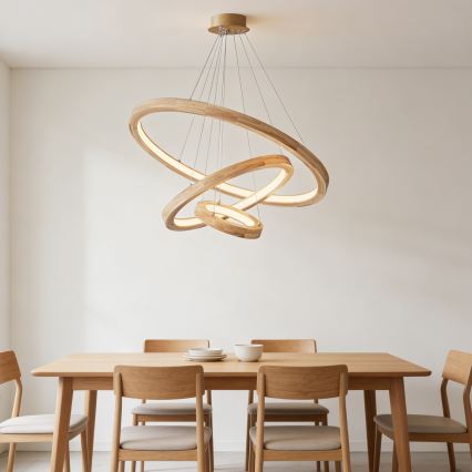Brilagi - Lampadario LED sospeso su cavo UMEA WOOD, 45W, 230V, Ø 60 cm, in legno