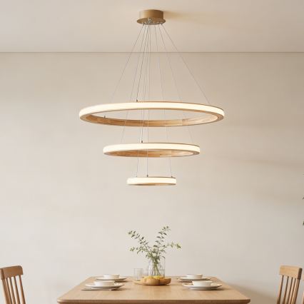 Brilagi - Lampadario LED sospeso su cavo UMEA WOOD LED/45W/230V Ø 60 cm in legno