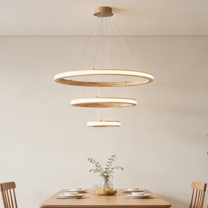 Brilagi - Lampadario LED sospeso su cavo UMEA WOOD LED/45W/230V Ø 60 cm in legno