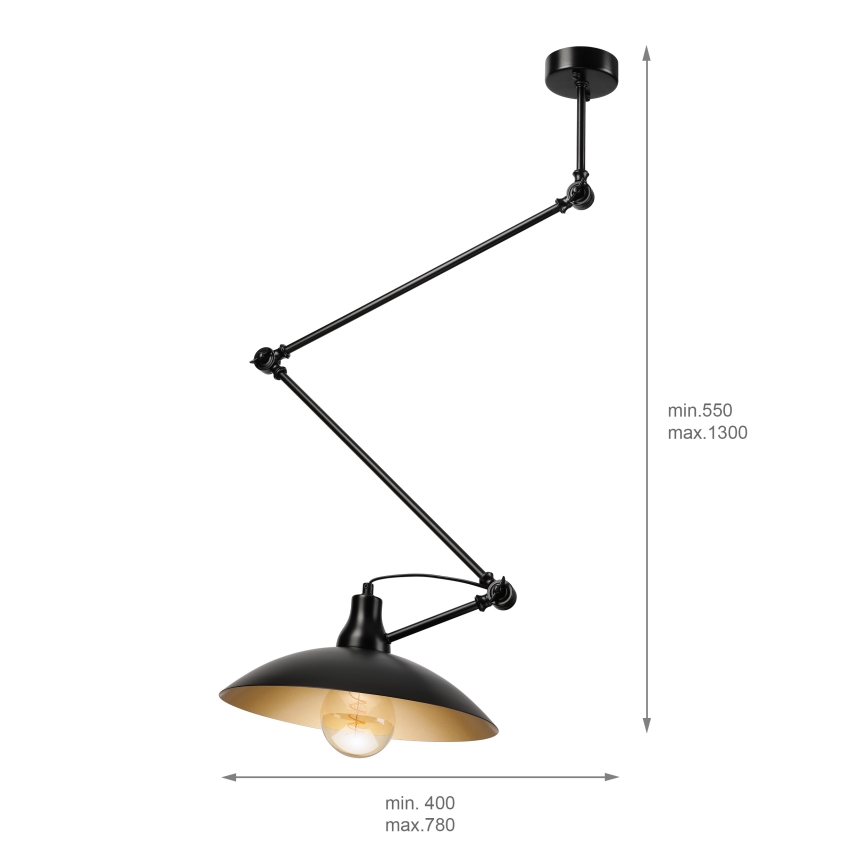 Brilagi - Lampadario LED su asta IRONBEAM 1xE27/60W/230V nero
