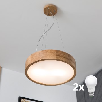 Brilagi - Lampadario LED su cavo CARVALHO 2xE27/60W/230V rovere diam. 37 cm