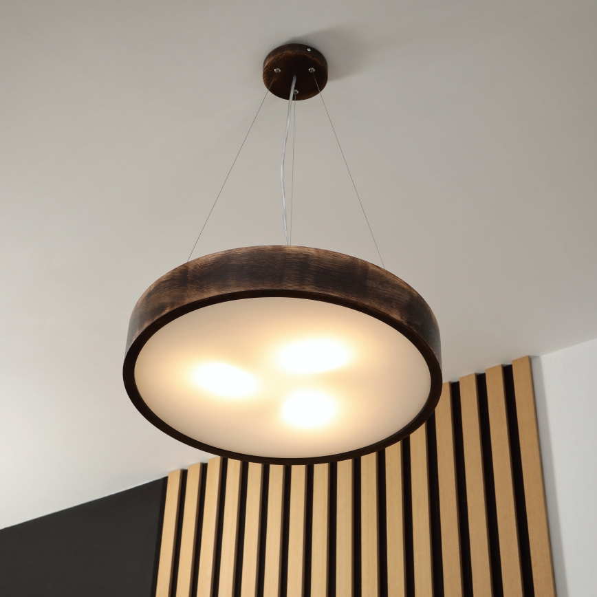 Brilagi - Lampadario LED su cavo CARVALHO SMOKEY 3xE27/60W/230V rovere Ø 47,5 cm