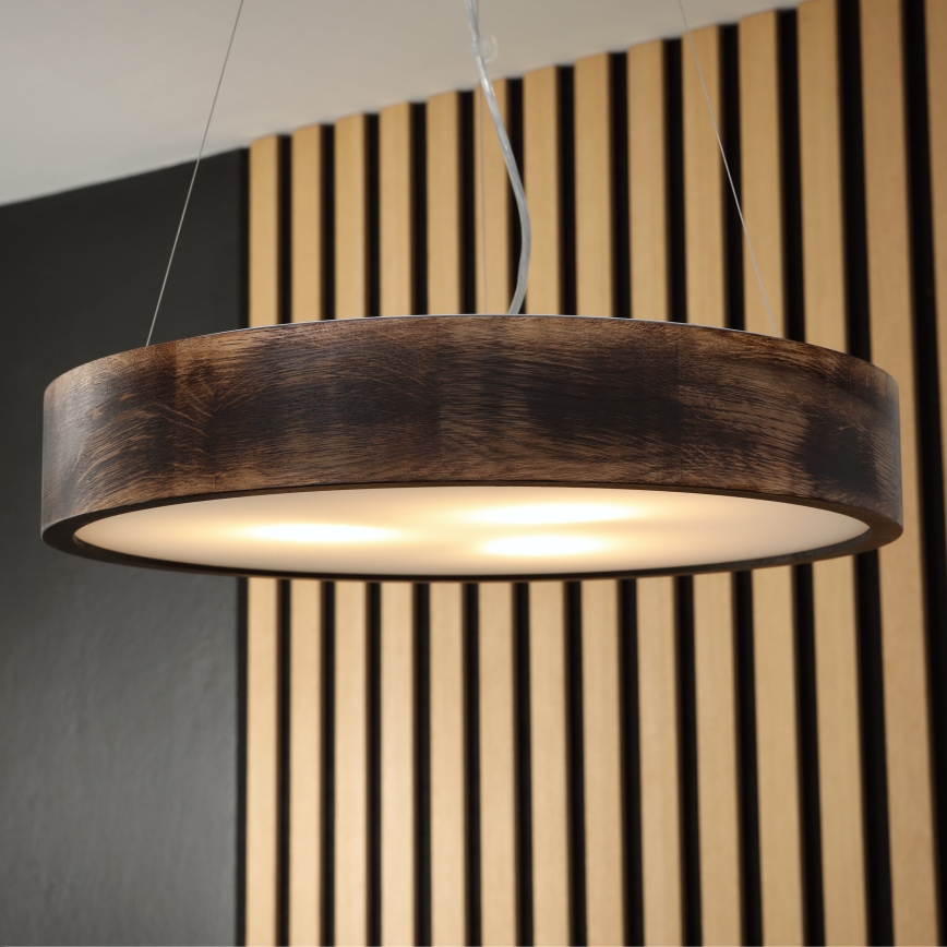 Brilagi - Lampadario LED su cavo CARVALHO SMOKEY 3xE27/60W/230V rovere Ø 47,5 cm