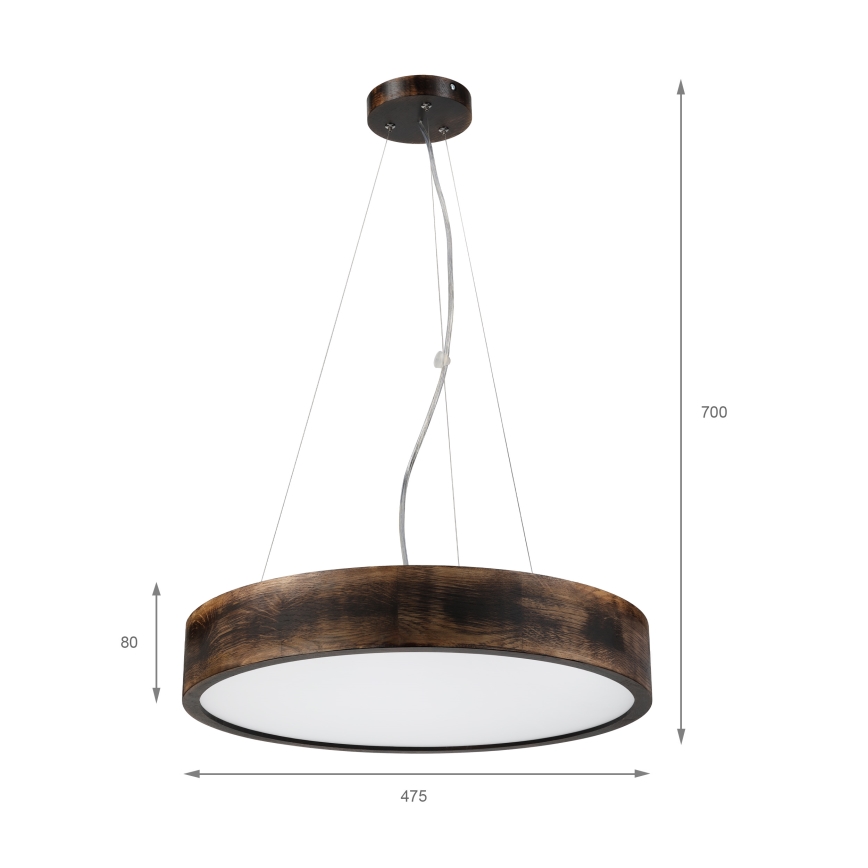Brilagi - Lampadario LED su cavo CARVALHO SMOKEY 3xE27/60W/230V rovere Ø 47,5 cm
