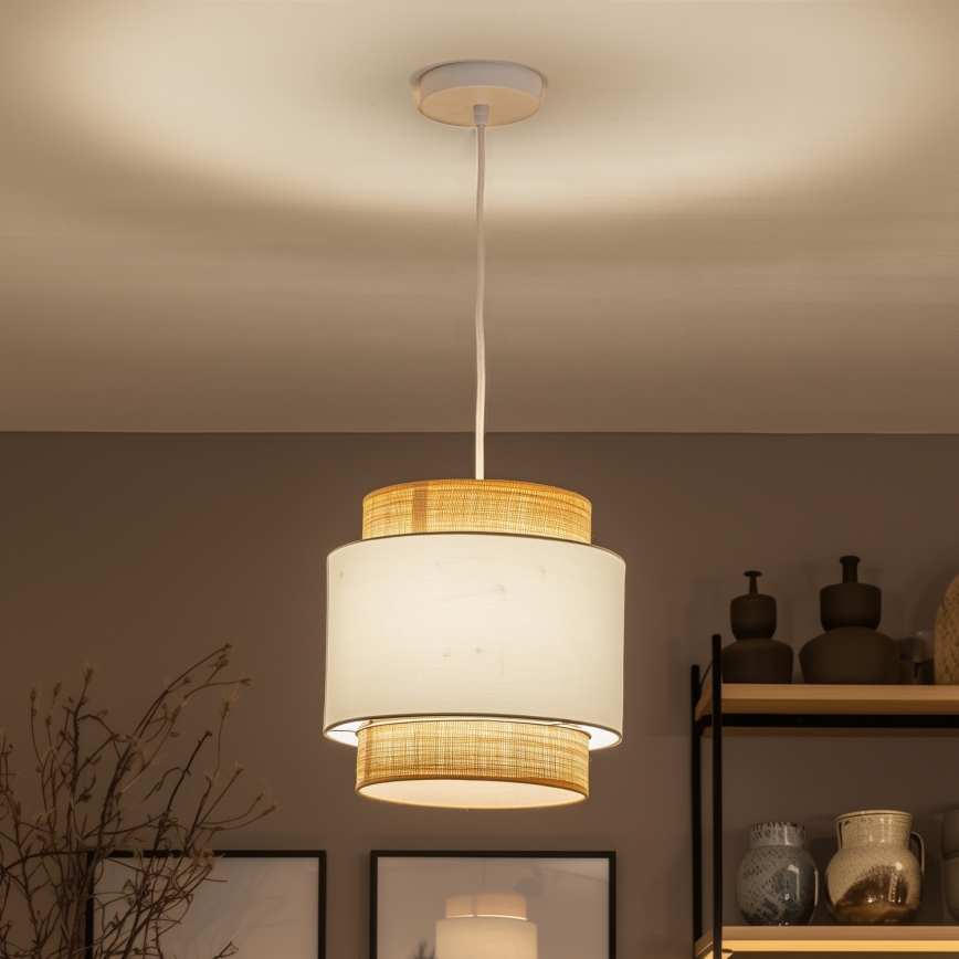 Brilagi - Lampadario LED su cavo CERIA 1xE27/40W/230V Ø 30 cm beige/bianco