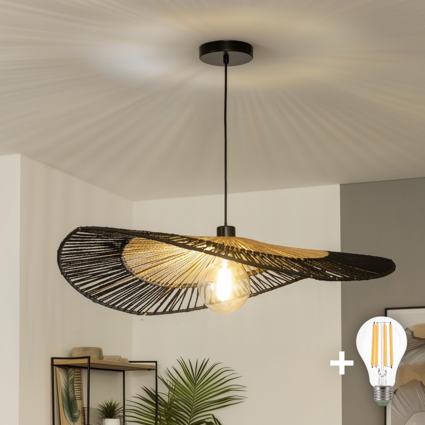 Brilagi - Lampadario LED su cavo CERIA BOHO 1xE27/40W/230V Ø 50 cm nero/marrone