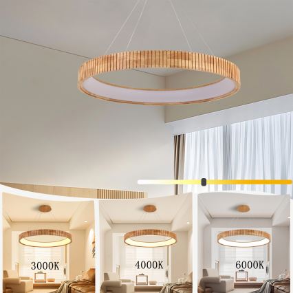 Brilagi - Lampadario LED a sospensione su cavo FALCON WOOD MODERN LED/60W/230V 3000/4000/6000K Ø 80 cm in legno