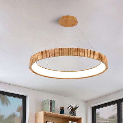 Brilagi - Lampadario LED a sospensione su cavo FALCON WOOD MODERN LED/60W/230V 3000/4000/6000K Ø 80 cm in legno