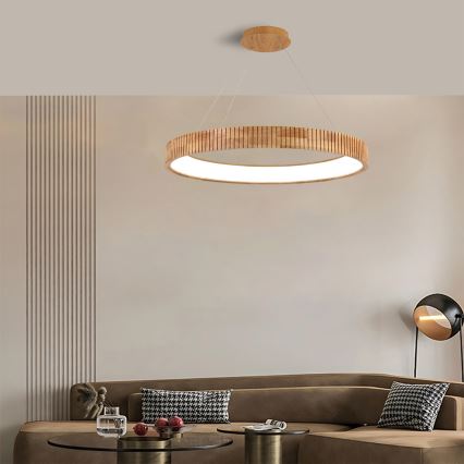 Brilagi - Lampadario LED a sospensione su cavo FALCON WOOD MODERN LED/60W/230V 3000/4000/6000K Ø 80 cm in legno