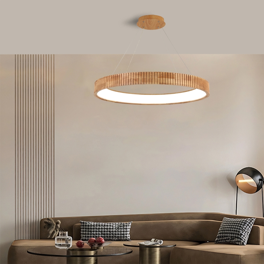 Brilagi - Lampadario LED a sospensione su cavo FALCON WOOD MODERN LED/60W/230V 3000/4000/6000K Ø 80 cm in legno