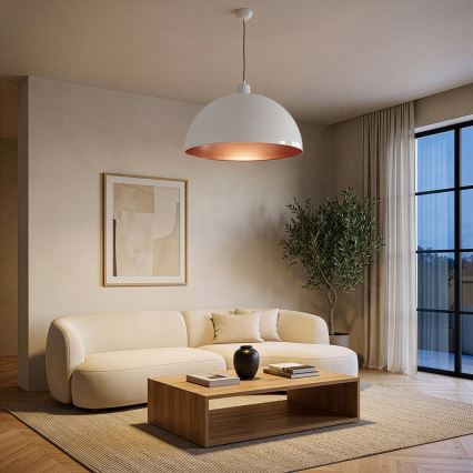 Brilagi - Lampadario LED su cavo METALO 1xE27/40W/230V Ø 60 cm bianco/ramato