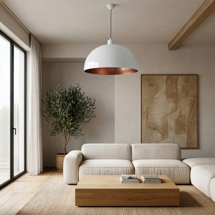 Brilagi - Lampadario LED su cavo METALO 1xE27/40W/230V Ø 60 cm bianco/ramato
