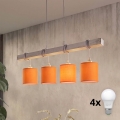 Brilagi - Lampadario LED su cavo NUBILA 4xE27/60W/230V grigio/arancione