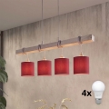 Brilagi - Lampadario LED su cavo NUBILA 4xE27/60W/230V grigio/rosso pompeiano