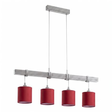 Brilagi - Lampadario LED su cavo NUBILA 4xE27/60W/230V grigio/rosso pompeiano